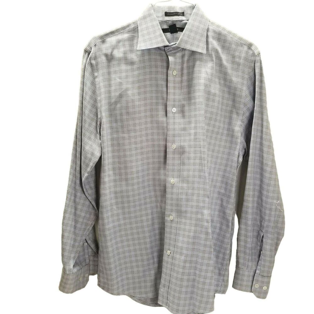 EXPRESS Light Blue Premium Italian Fabric Classic Fit Mens Dress Shirt Large